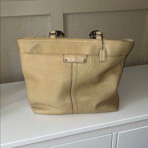 Coach Beige Leather Tote Bag
